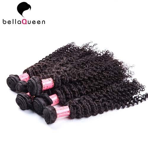Girl use Tangle-Free European Curly Human Hair extension Can be Dyed
