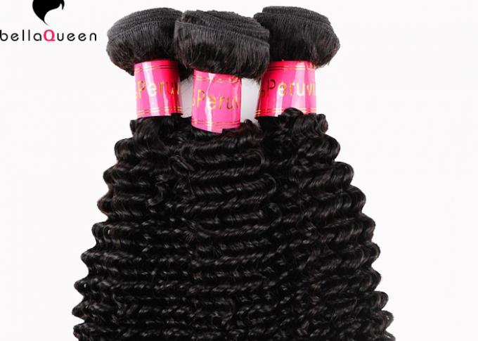 No Mix No Tangle Peruvian Human Hair  Kinky Curly Wave Hiar Weft For Ladies
