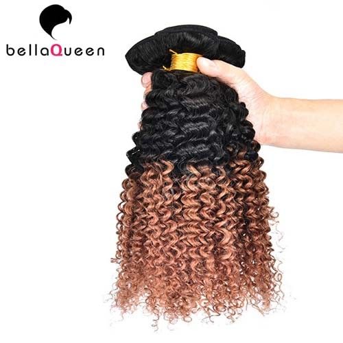 Two Tones Ombre Remy Hair Extensions Curly Human Hair Weaving
