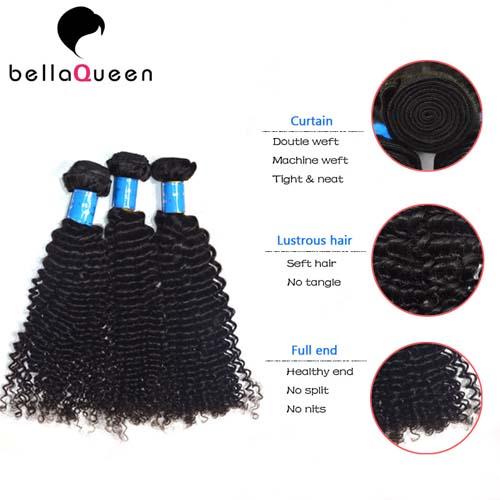 Kinky Curly Natural Black Brazilian Virgin Human Hair Weaving Without Chemical