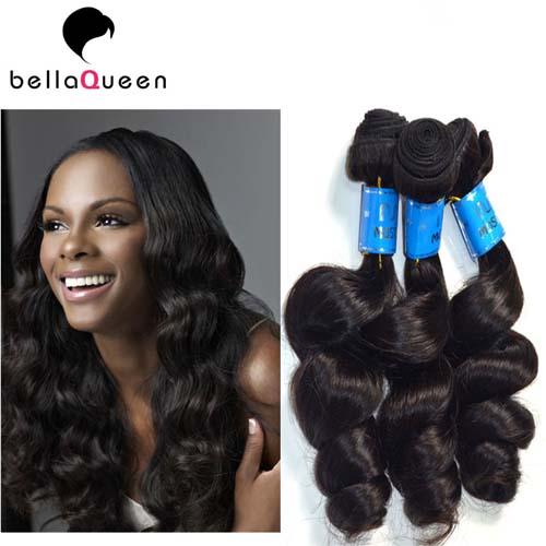 Unprocessed No Shedding Loose Wavy Peruvian Human Hair 1b For Beautiful Girl