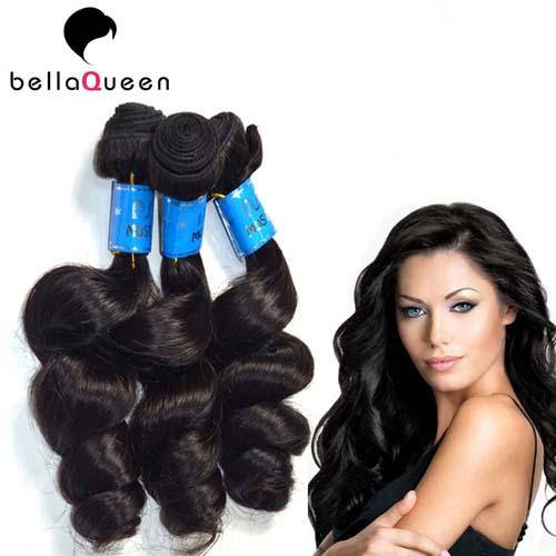 Unprocessed No Shedding Loose Wavy Peruvian Human Hair 1b For Beautiful Girl