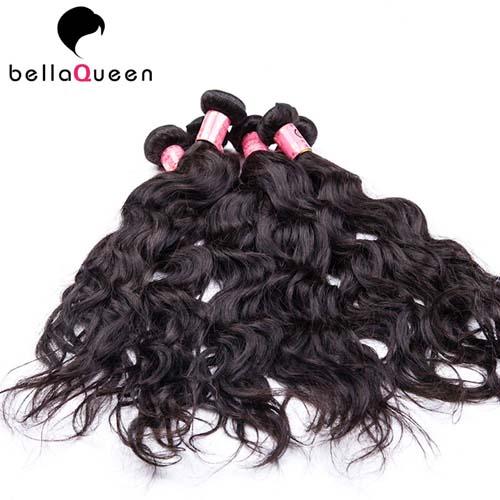 Double Drawn Natural Black Water Wave Hair Extensions Without Chemical