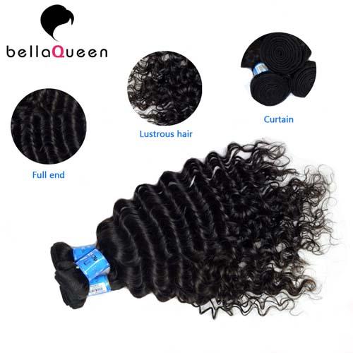 Natural Black 1b# Deep Wave Double Drawn Hair Extensions With Full Cuticles