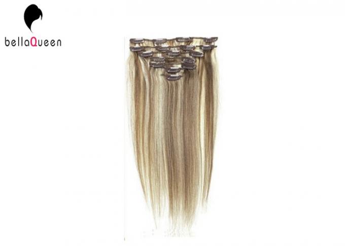 Brazilian Straight Virgin Clipping In Hair Extensions 6#/613# Ombre