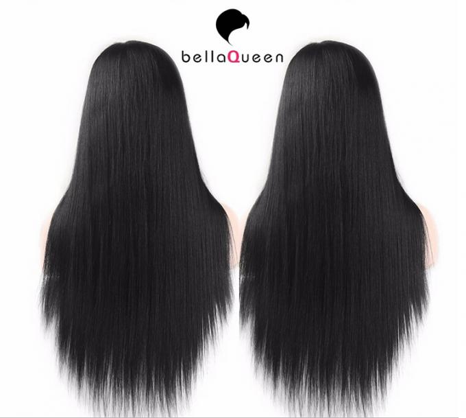 Straight Natural Black 100% Premium Virgin Human Hair Lace Front Wig 180%  Density With Bundles