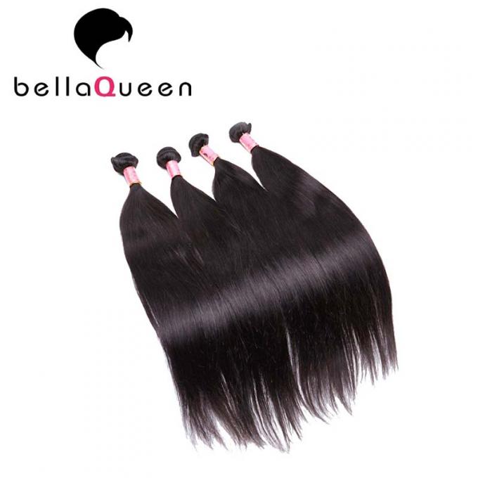 Natural Black European Virgin Hair Extension , Straight Human Hair Weaving