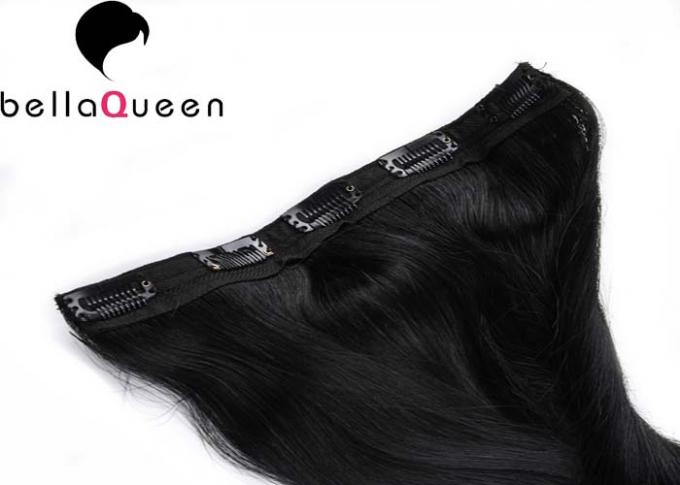 Professional Natural Black Clip In Hair Extension 15 Inch - 26 Inch Without Chemical