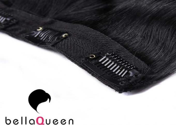 Professional Natural Black Clip In Hair Extension 15 Inch - 26 Inch Without Chemical