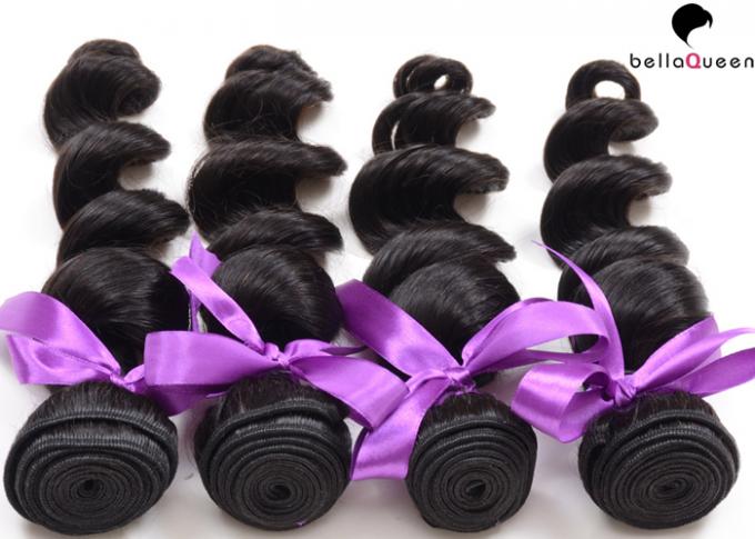 Loose Wave Peruvian Hair ,  Virgin Natural Black Hair Extensions Tangle-Free