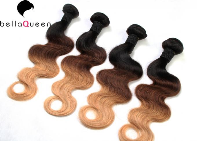 Indian Virgin Ombre Remy Hair Extensions , Body Wave Human Hair Weave