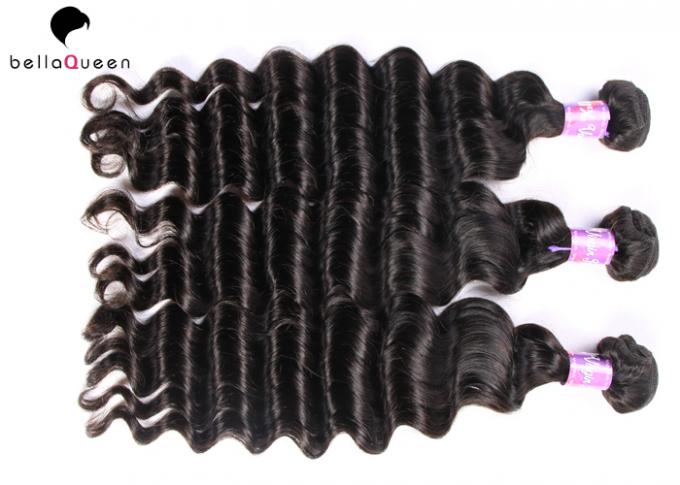 Deep Wave Natural Black 7A Grade Virgin Hair Weaving With No Shedding​