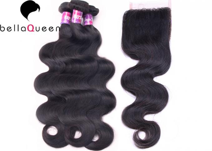 Brazilian Lace Closure Natural Black Body Wave Human Hair , 8" - 18" Length