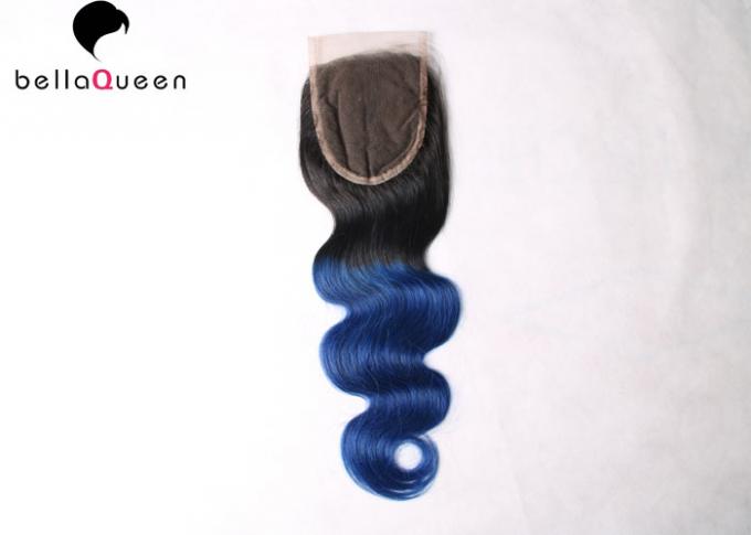 Two Three Tone hair Lace Closure Human Hair Weave Closure 1B / Blue