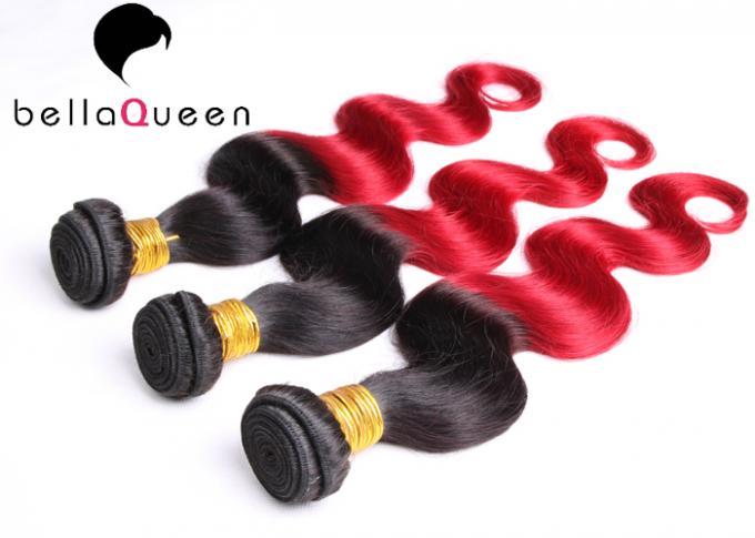 8-30 Inch Body Wave Ombre Remy Hair Extensions With 1B Plus Red Color