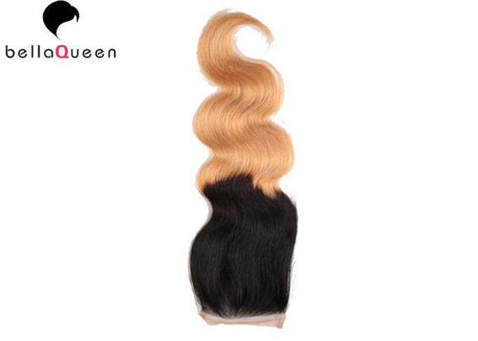 1b/27# Body Wave Human Hair Top 4x4 Lace Closure By Machine Made