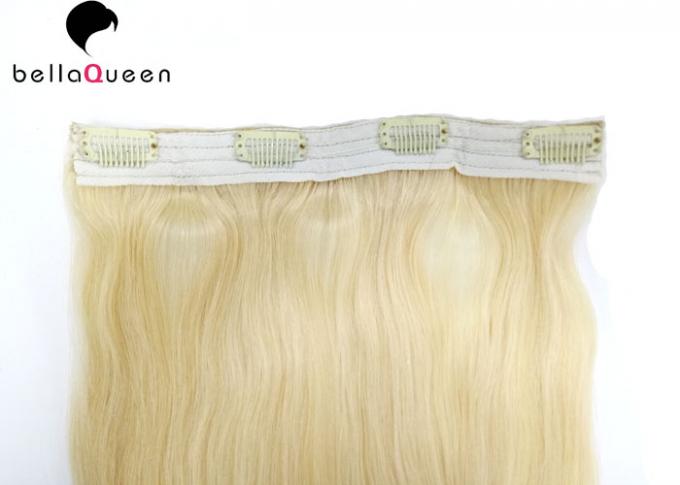 Straight 100g 613 Golden Blonde Clip In Human Hair Extension With Pure Color