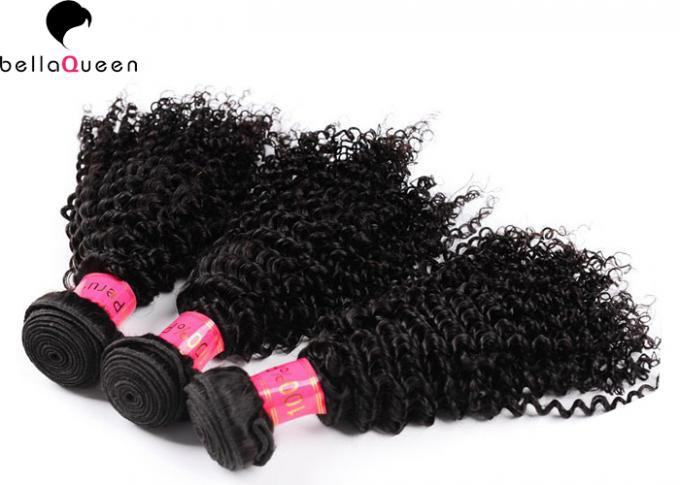 No Mix No Tangle Peruvian Human Hair Kinky Curly Wave Hiar Weft For Ladies