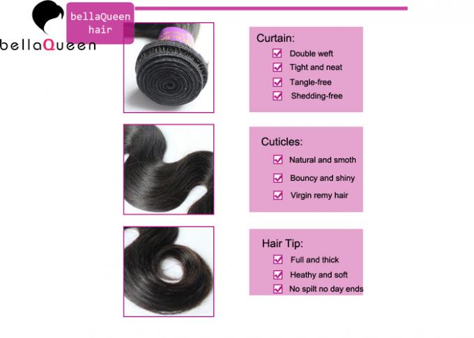 Smooth No Chemical Brazilian Virgin Hair / Body Wave Hair Weft No Splits