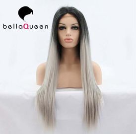 China Ombre Color 1b / Sliver Heat Resistant Human Hair Lace Front Wigs Girl use supplier