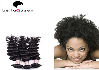 China Natural Black Curly Wave Mongolian Hair Extensions / Grade 6A Virgin Hair supplier