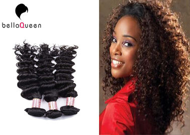 China Smooth And Soft Grade 7A Virgin Hair , Black Curly Human Hair Extensions supplier