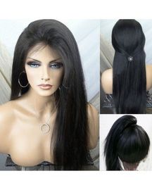 China Straight Natural Black 100% Premium Virgin Human Hair Lace Front Wig 180%  Density With Bundles supplier