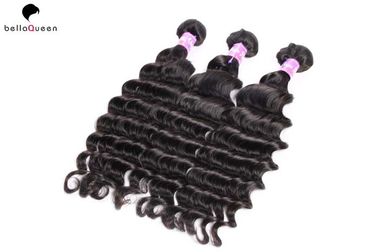 China Free Shedding 6A Remy Hair Weave , Natural Black Deep Wave Hair Extension supplier