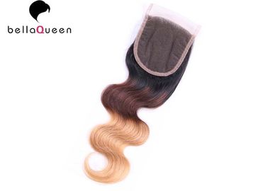 China Three Tones Body Wave Human Hair Lace Closure With 4x4 Lace supplier