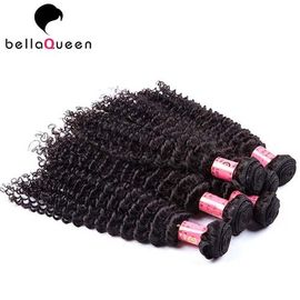 Natural Black Curly Wave Mongolian Hair Extensions / Grade 6A Virgin Hair supplier