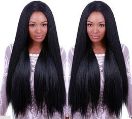 Straight Natural Black 100% Premium Virgin Human Hair Lace Front Wig 180%  Density With Bundles supplier