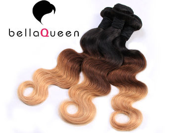 Indian Virgin Ombre Remy Hair Extensions , Body Wave Human Hair Weave supplier