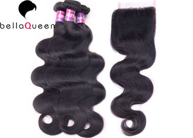 Brazilian Lace Closure Natural Black Body Wave Human Hair , 8&quot; - 18&quot; Length supplier