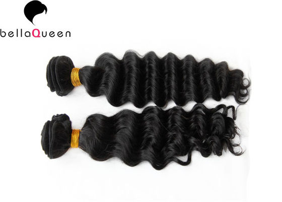 Natural Black Deep Wave 6A Remy Hair Weft 100 Percent Human Hair Extensions For Girls supplier