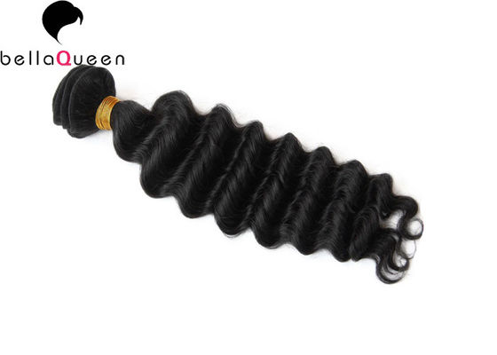Natural Black Deep Wave 6A Remy Hair Weft 100 Percent Human Hair Extensions For Girls supplier